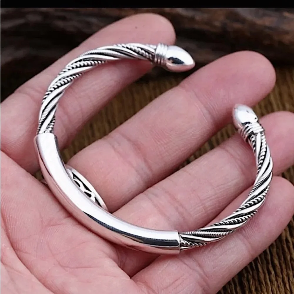 STERLING SILVER CUFF BANGLE BRACELET
